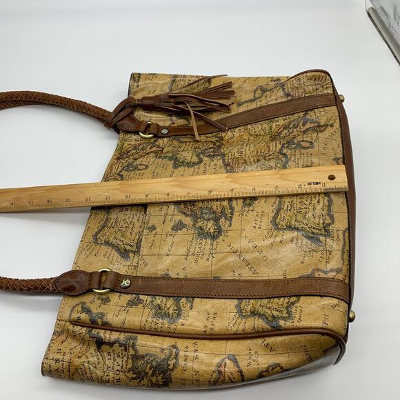 Patricia Nash Leather Handbags Cameley Tote Brown European Map - Picture 6 of 12